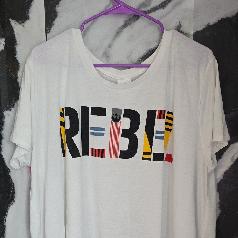 Disney White Short Sleeve Tee with Rebel Graphic